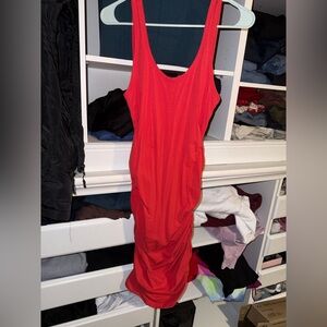 Express pink/coral tank summer dress size medium with rouched sides